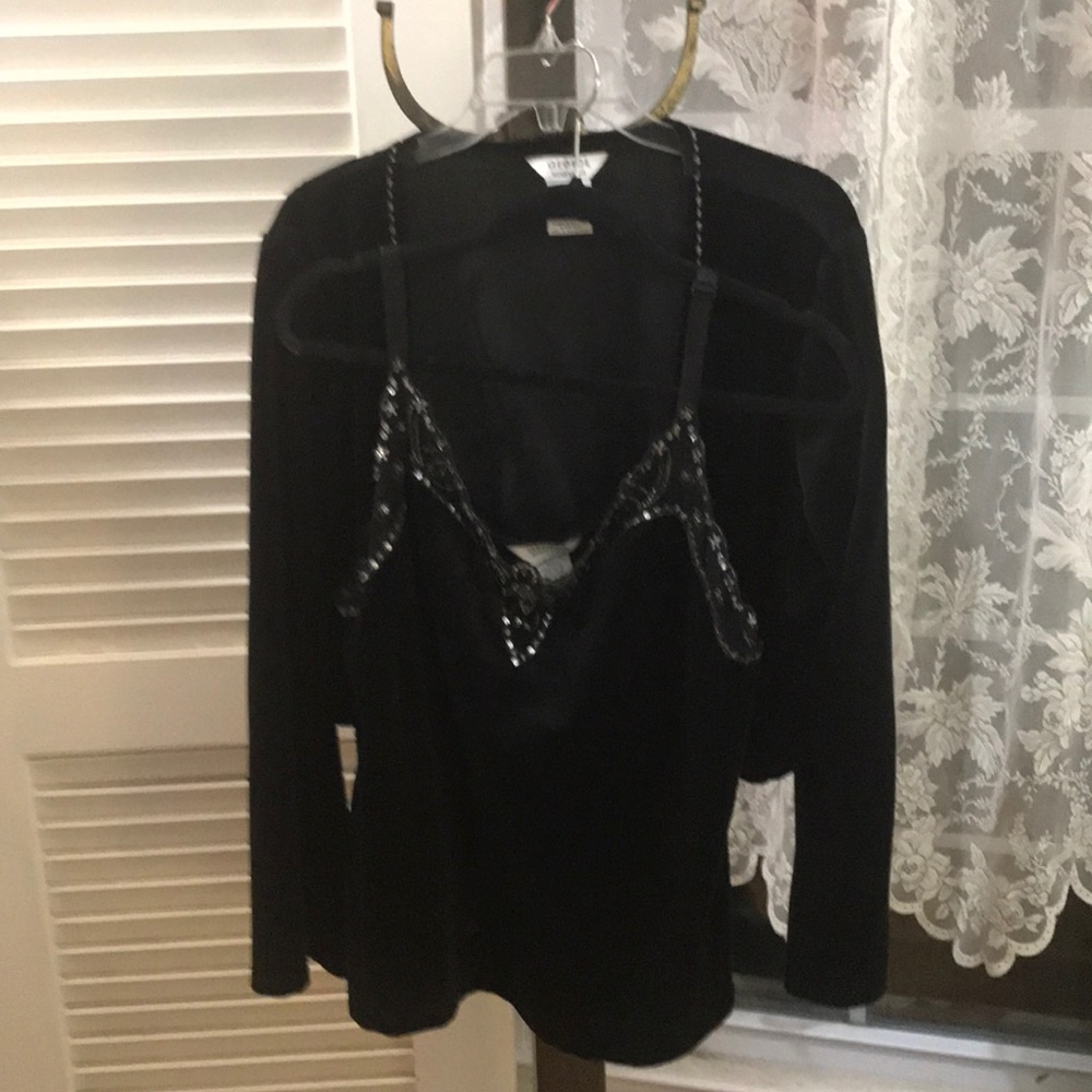 Velvet sequined and lace twin set. George. 18w—20w